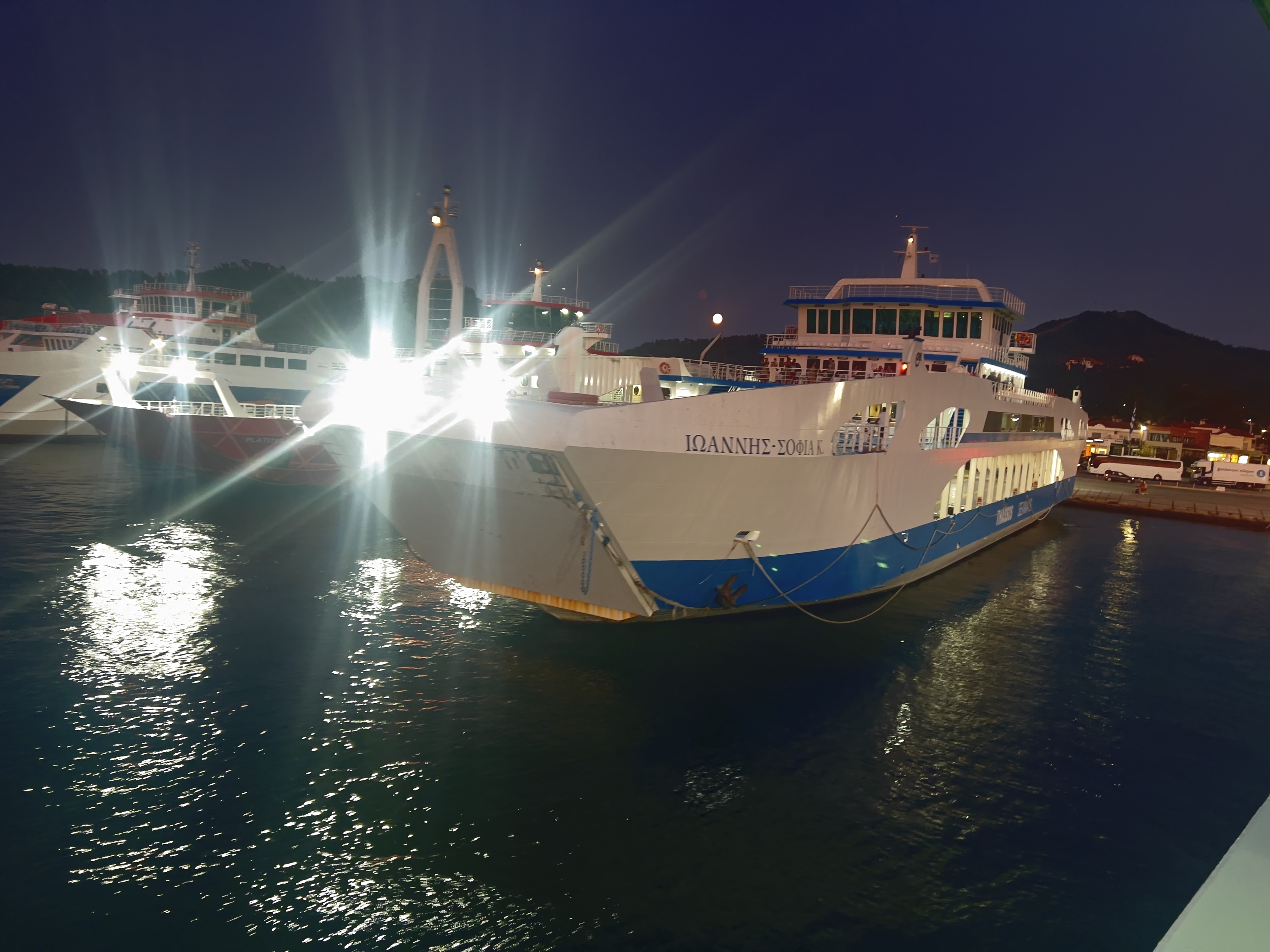Thassos night harbor